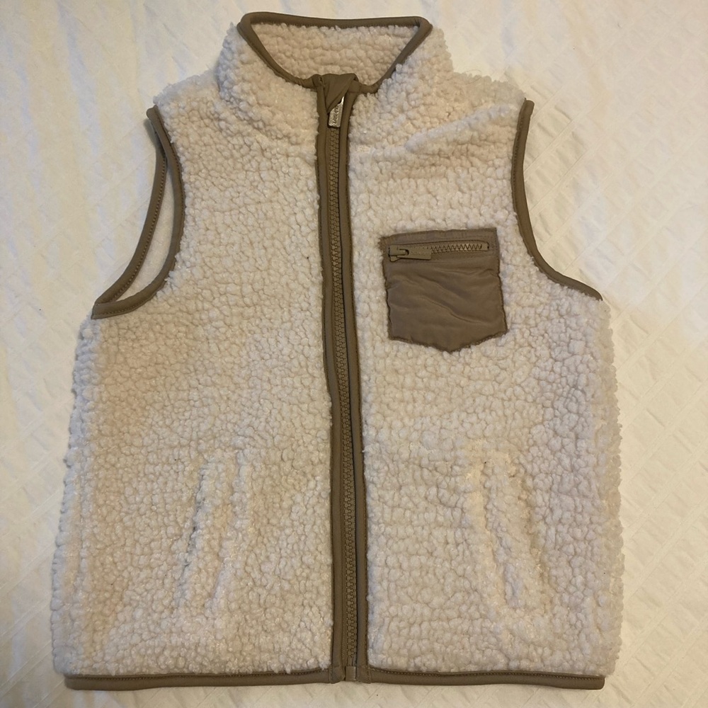 Old Navy Cream and Tan Sherpa Vest